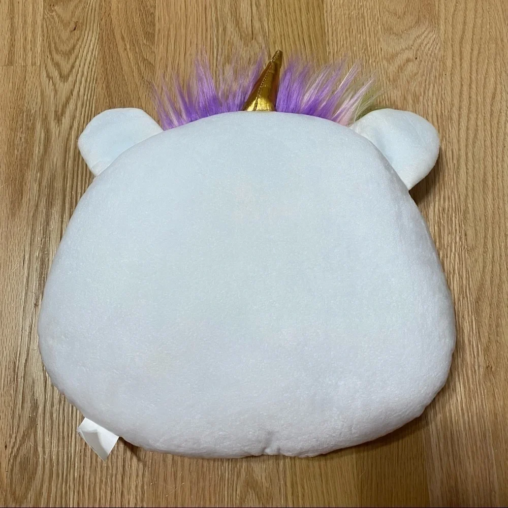 Unicorn Plush Pillow Stuffed Animal White Rainbow Hair